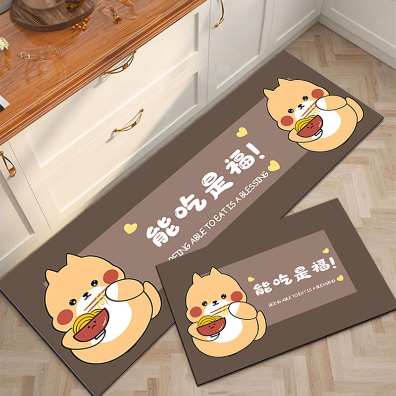 厨房地垫防油防水家用防滑脚垫卡通浴室进门门口吸水地垫长条地毯