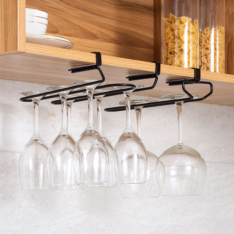 免打孔红酒杯架倒挂家用 创意酒柜摆件304不锈钢葡萄酒高脚杯挂架