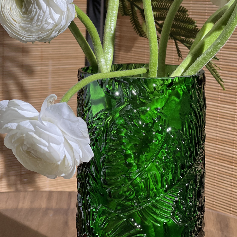 复古森林 浪漫田野森系美式家居绿色玻璃花瓶咖啡厅新中式花器