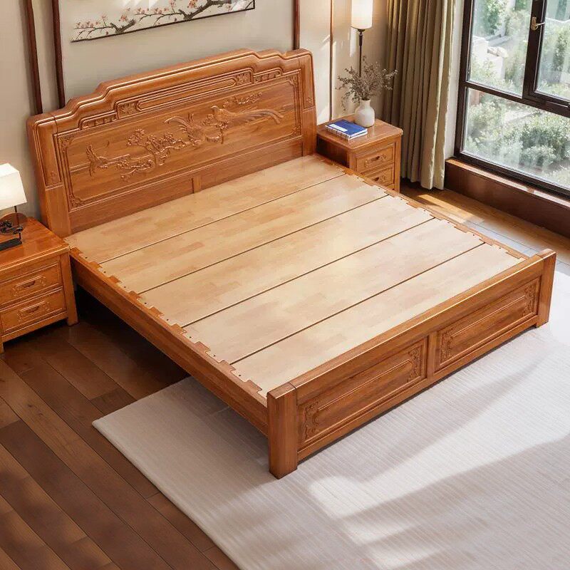 全实木榫卯金花梨木床1.5m古典雕花中式彷古加厚双人床1.8米主卧