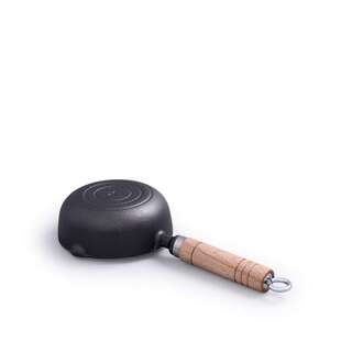 新款铸铁锅加深小泼油锅木柄煎锅无涂层平底家用迷你煎蛋锅幸福款