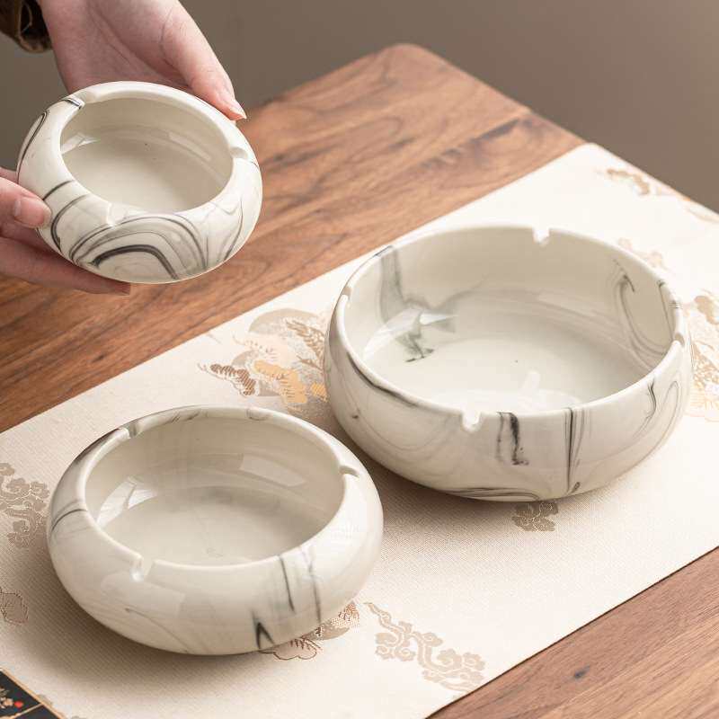 高端复古陶瓷烟灰缸客厅轻奢办公室茶桌家用酒店专用高档烟缸LOGO