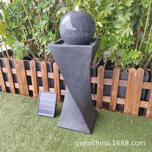 新款 扭曲线条型创意流水喷泉园林家庭室内户外庭院太阳能摆件