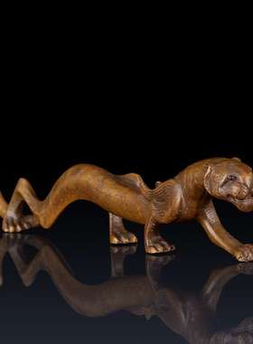 古铜走虎笔架仿书法镇纸文房四宝毛笔书法创意摆件收藏把玩赠礼