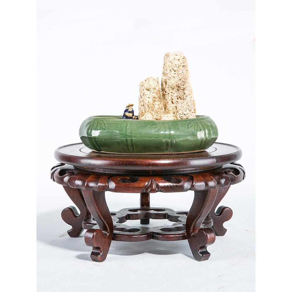 新疆包邮榆树底座圆形实木花瓶工艺品装饰品奇石鱼缸花盆景支架分