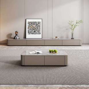 现代简约客厅家用网红款落地柜实木岩板落地电视柜轻奢高级收纳柜