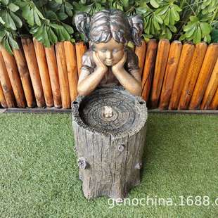 饰喷泉流水摆件 人物系列小女孩款 园林艺景庭院户外公园风景装