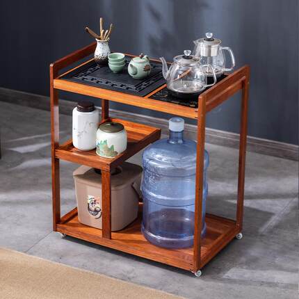 实木茶车移动茶台家用茶桌客厅沙发边柜烧水壶一体式功夫茶桌边几