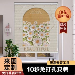 遮阳遮光窗帘厨房浴室2024百叶办公室卷帘免打孔安装 印花新款 窗户
