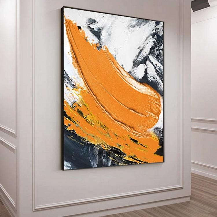 【折扣价】手绘油画立体象现代黑白橙装饰抽画玄挂关背景肌理画客图片