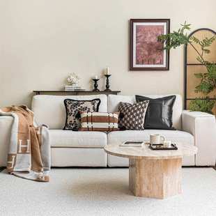 法式中古风米黑色咖色客厅沙发抱枕搭配组合新中式床头靠垫腰靠枕