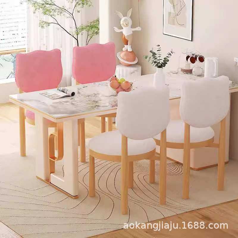 餐椅家用实木化妆凳子女生卧室轻奢高级美甲椅主卧梳妆台椅子靠背