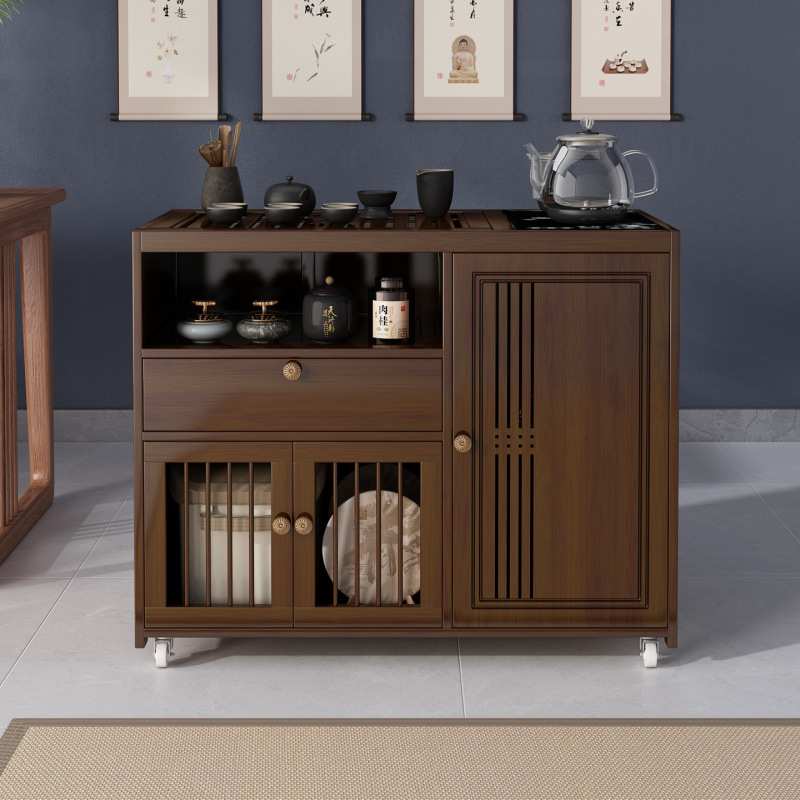新中式茶车可移动式客厅茶室烧水器一体茶水柜阳台非实木家用茶几
