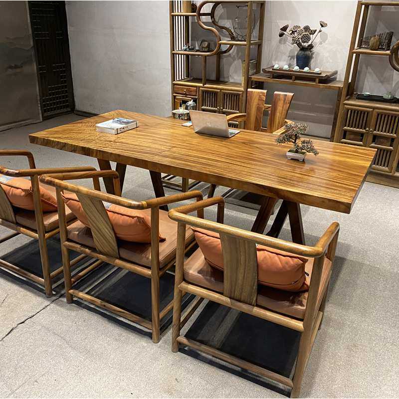 胡桃木办公桌餐桌书桌画案实木大板整块原木茶桌茶台原木老板桌