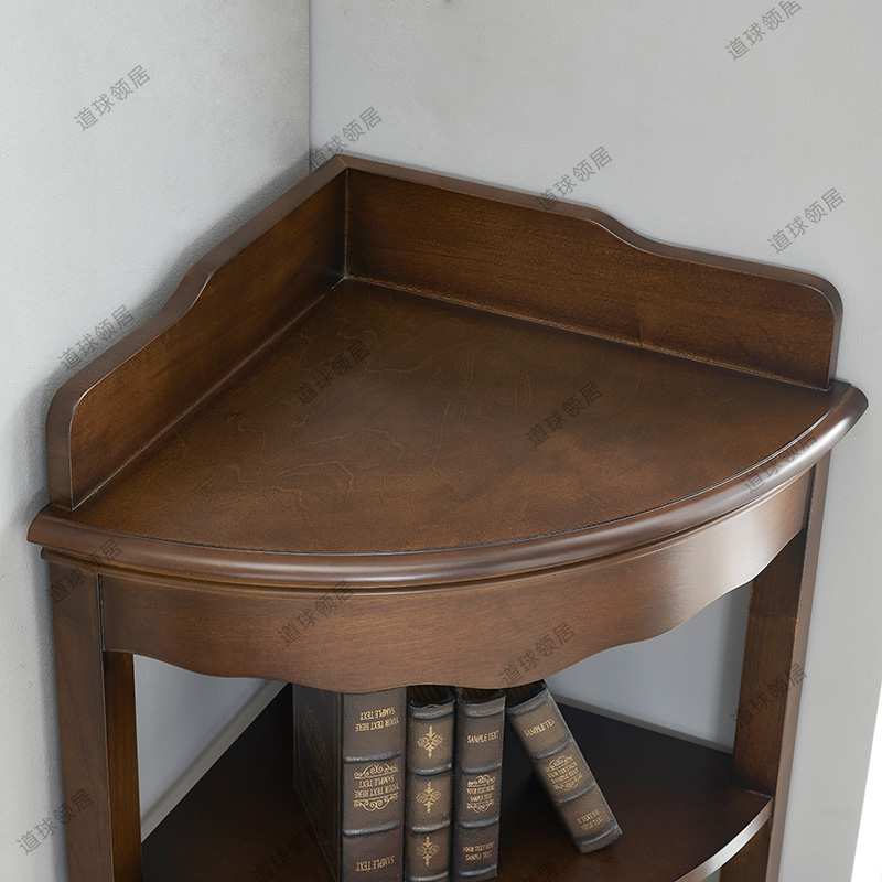 美式三角柜客厅墙角柜置物架餐厅拐角收纳柜扇形实木沙发角落矮柜