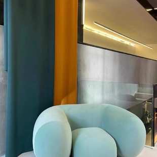 北欧现代创意河豚U造型单人沙发设计师客厅卧室懒人休闲布沙发