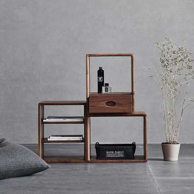 实木格子柜小书柜置物架自由组合落地简约轻奢日式多功能书架