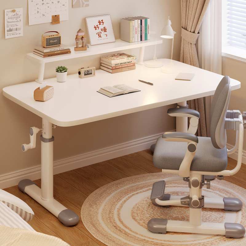 手摇升降桌子办公桌学习桌可调节儿童桌椅套装书房高档书桌电脑桌