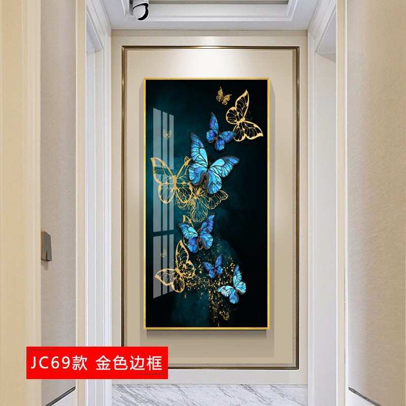 晶瓷装饰画厂家 玄关走廊过道挂画北欧竖挂竖版画现代简约壁画图片