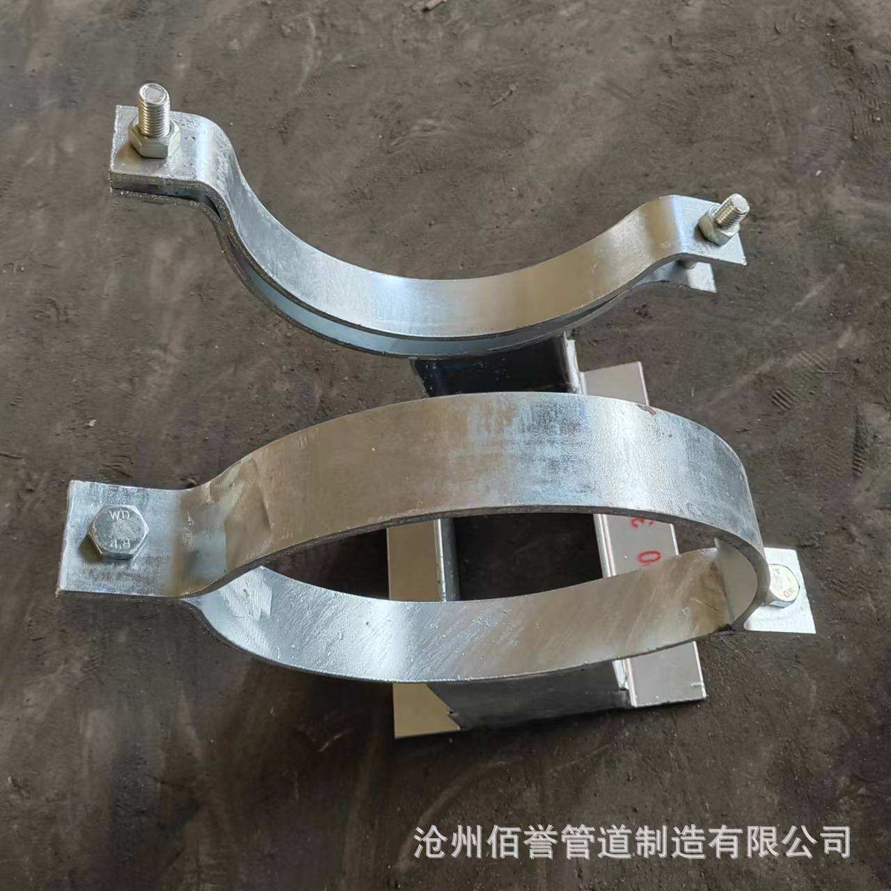 厂家供应 双孔螺栓管夹A5A6基准重型抱箍支座 热镀锌导向T型管托