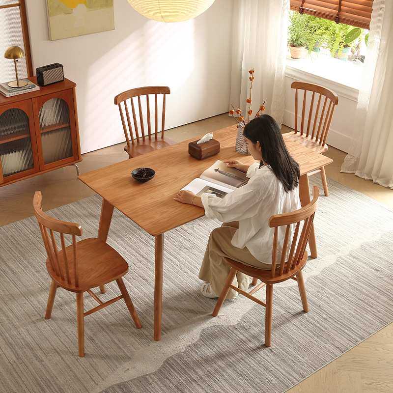 木月全实木餐桌北美白蜡木吃饭桌子家用长方形原木风一桌四椅组合