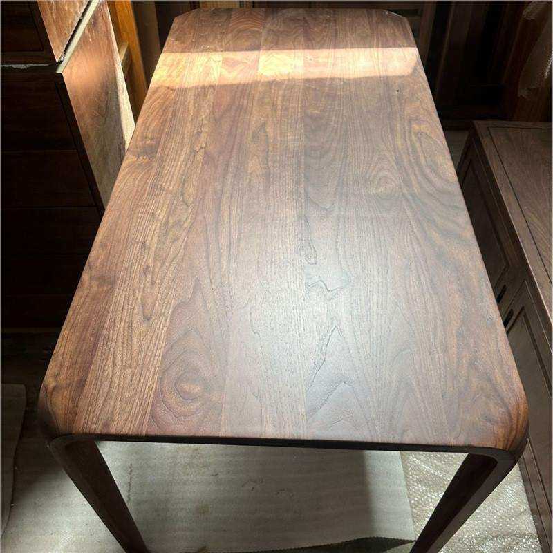 北欧全实木餐桌黑胡桃长方形家用餐厅饭桌现代简约樱桃木原木桌子