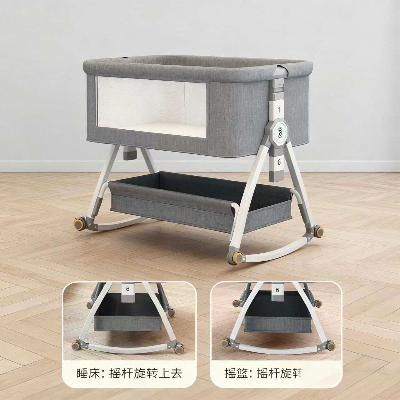 婴儿床拼接大床宝宝多功能摇篮床可折叠可移动可升降bb新生儿床