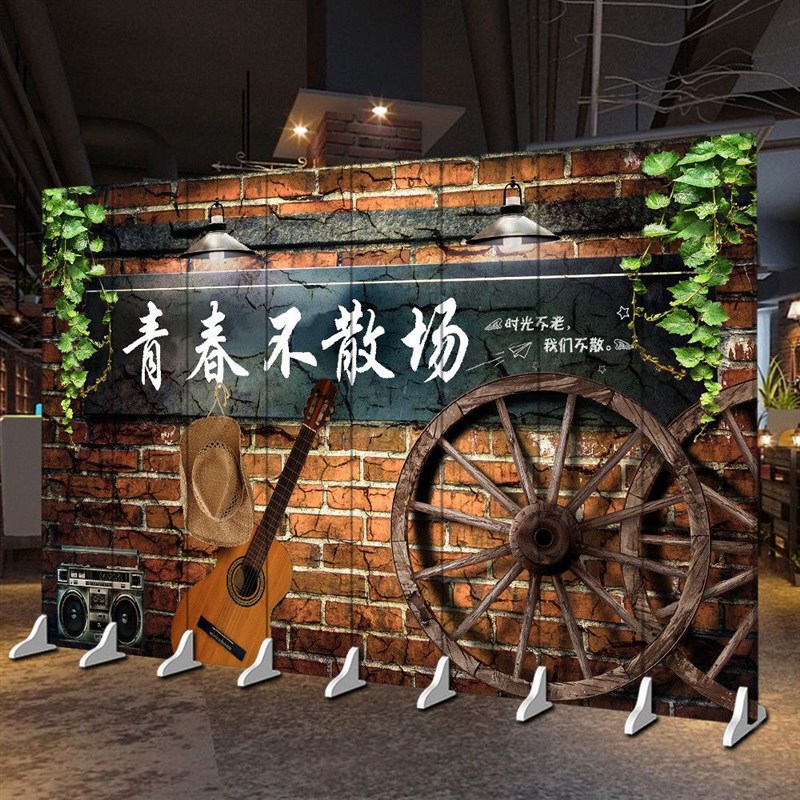 屏风隔断西餐包间工业风饭店复古酒吧折叠墙个性怀旧创意移动折屏