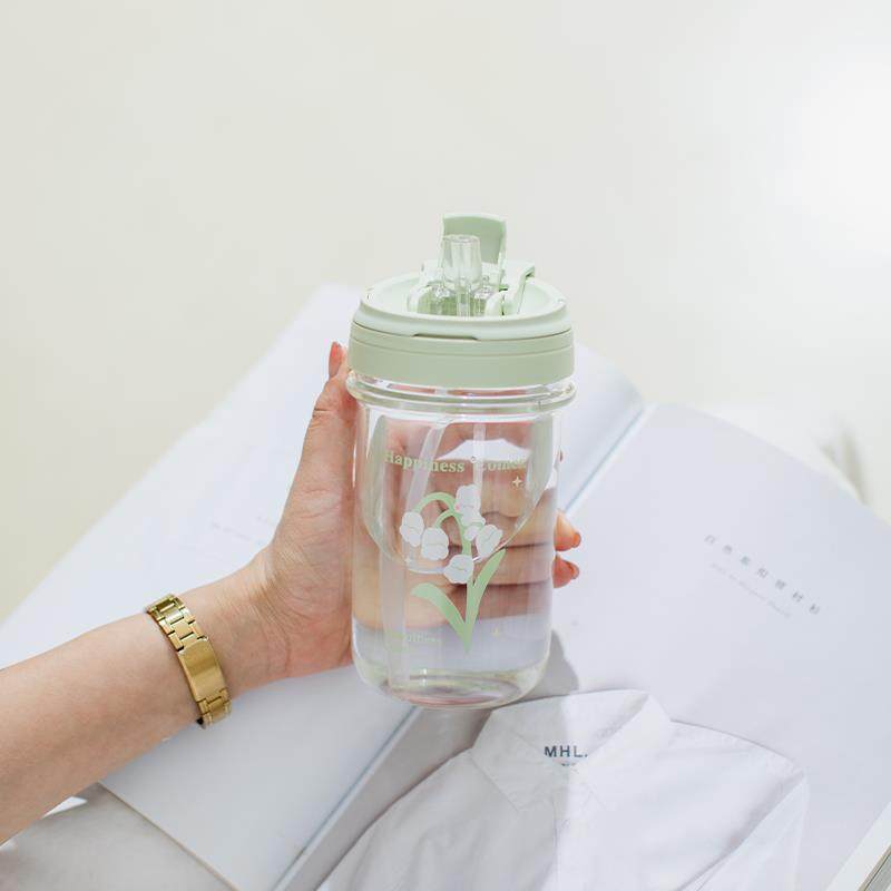 日本可爱玻璃杯简约水杯带吸管大容量夏季便携咖啡女士高颜值学生