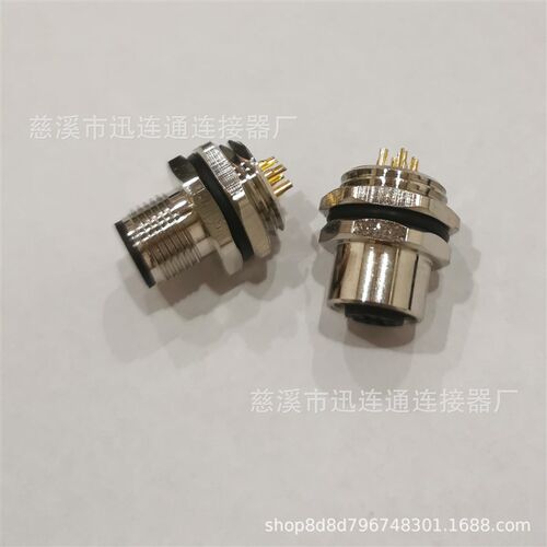 航空插头插座M12-4-5-8芯开孔16MM板后固定传感器灌胶密封 连接器