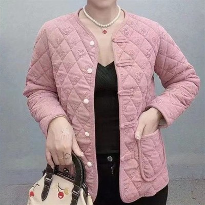 中年妈妈装秋冬款外套女老年人秋装加绒棉服中老年女装棉袄