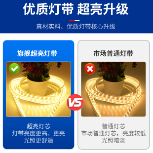led灯带条家用户外防水超高亮白光灯带室外外墙工地隧道照明220v