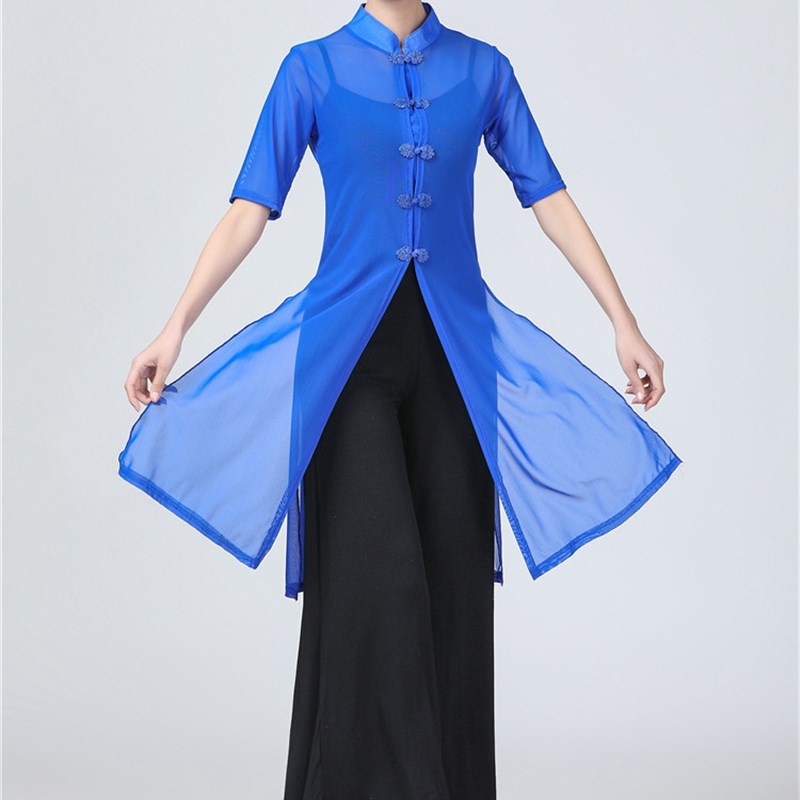 飘逸网纱弹力舞蹈太极练功服女成人宽松阔腿裤中国风舞韵跳古典舞