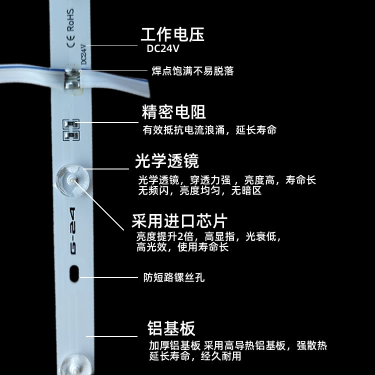 LED 3030 24V漫反射透镜软膜天花吊顶拉布卡布卷帘灯条灯箱背光源