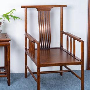 新中式乌金木全实木茶桌椅子主人椅官帽款太师椅圈椅围椅单人椅