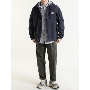 写意春季新品日系复古连帽风衣男装纯色百搭插肩袖宽松防风外套男