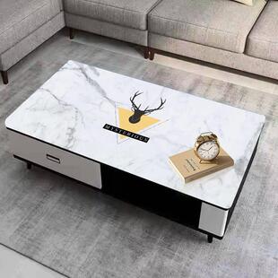 软玻璃轻奢高级感水晶板大理石纹餐桌垫防水防烫PVC茶几垫北欧风