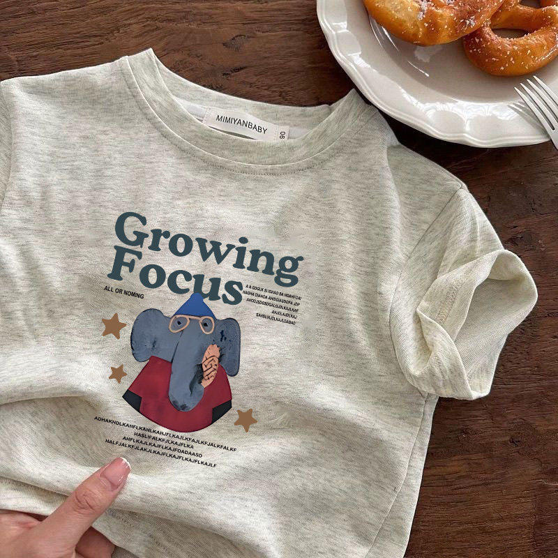 2026新款夏季韩版儿童卡通印花纯棉短袖T恤男女童白灰色百搭上衣