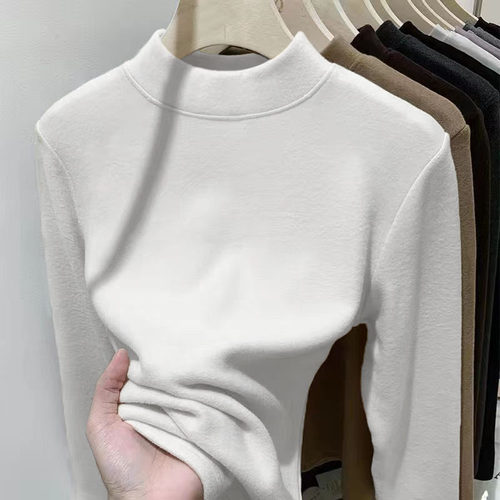 冬季儿童纯色德绒打底衫保暖贴身内搭半高领男童加厚长袖T恤女童