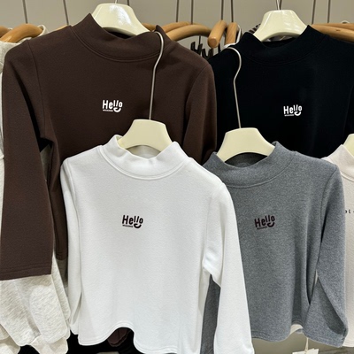 男女童德绒打底衫秋冬季儿童保暖贴身内搭加绒长袖上衣半高领男童