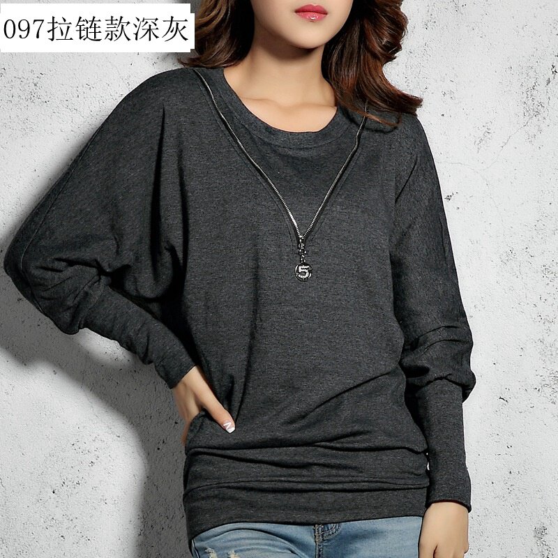 大码女装200斤显瘦秋装新款纯棉打底衫上衣胖妹妹长袖宽松t恤