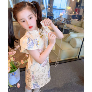 高端女童旗袍连衣裙夏季薄款2023新款洋气中国风轻奢小众礼服裙子