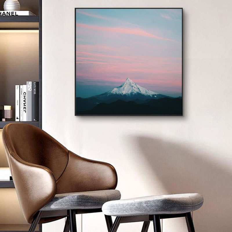 日式风格富士山装饰画客厅卧室风景挂画现代简约餐厅正方形墙画图片