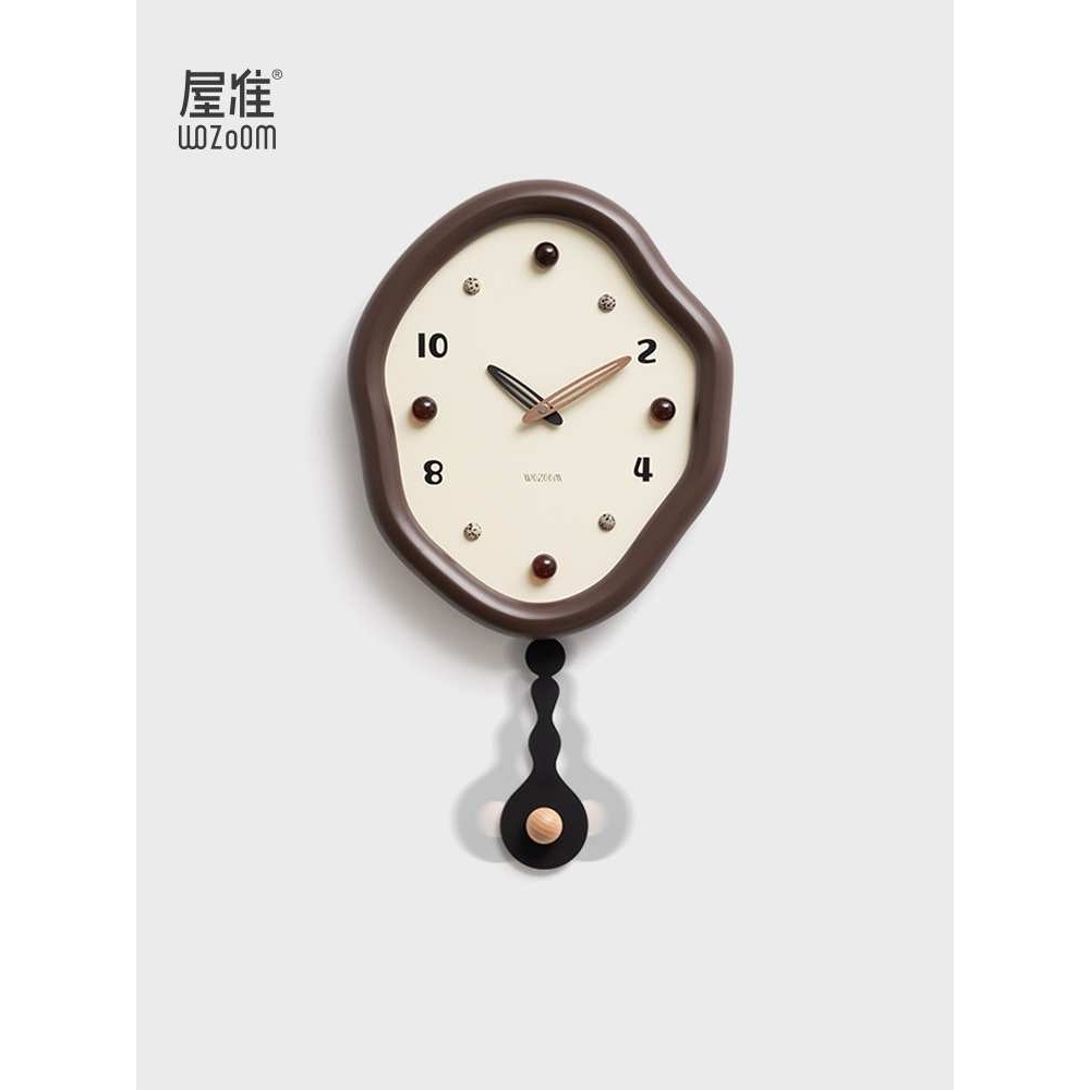 ?WOZOOM免打孔2025新款现代挂钟客厅家用钟表轻奢网红挂