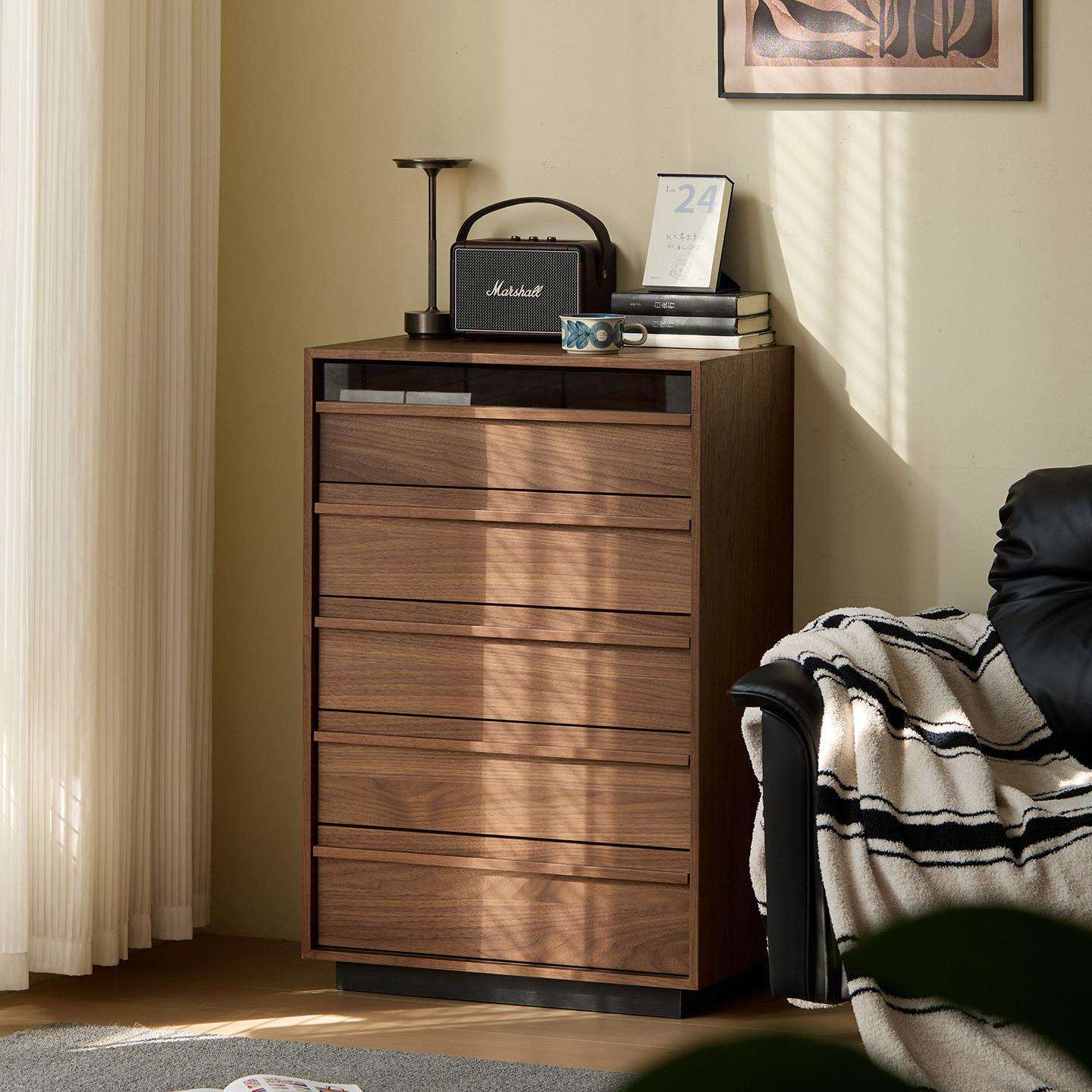 中古复古实木五斗柜客厅边柜靠墙立柜卧室床头柜储物收纳抽屉柜子