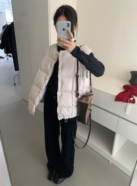 About moon~冬上新下摆抽绳宽松显瘦保暖羽绒马甲