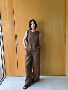 ONI欧尼～夏上新一百亚麻法式极简休闲裤新款时尚阔腿裤百搭休闲