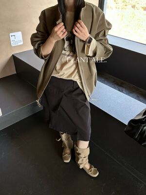 Plant Ale~春上新韩系口袋开叉休闲工装半裙