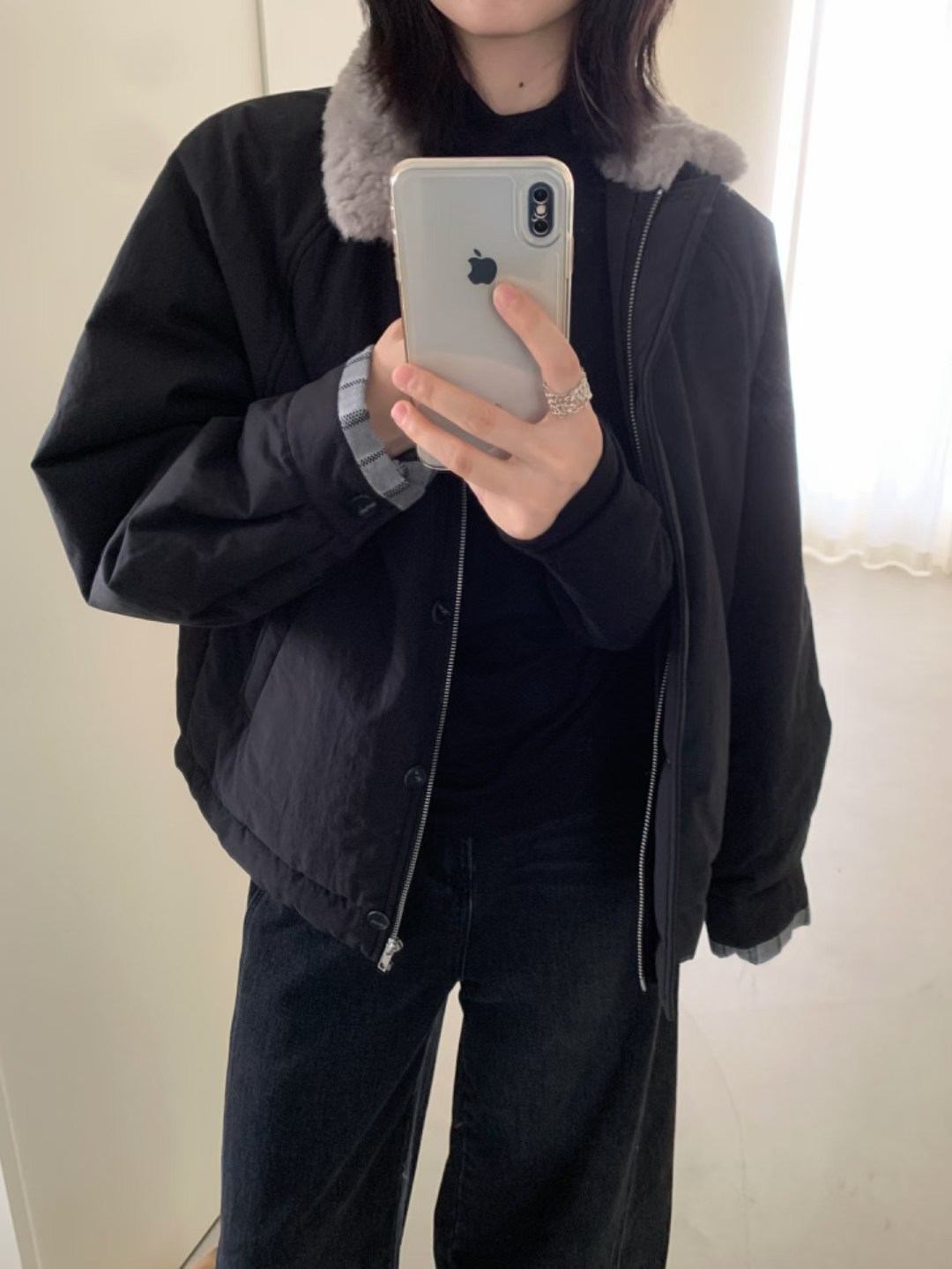 About moon~冬上新羊羔毛拼接棉服外套保暖舒适