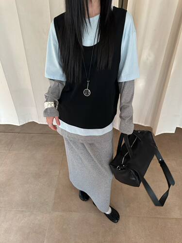 Plant Ale～春上新韩系简约百搭真两件纯棉长袖T恤